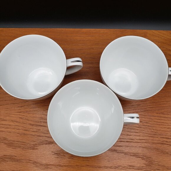 Mikasa Blue Rose Cups Set of 3 – Platinum Trim – No Saucers – Mid Century Japan - Picture 6 of 7